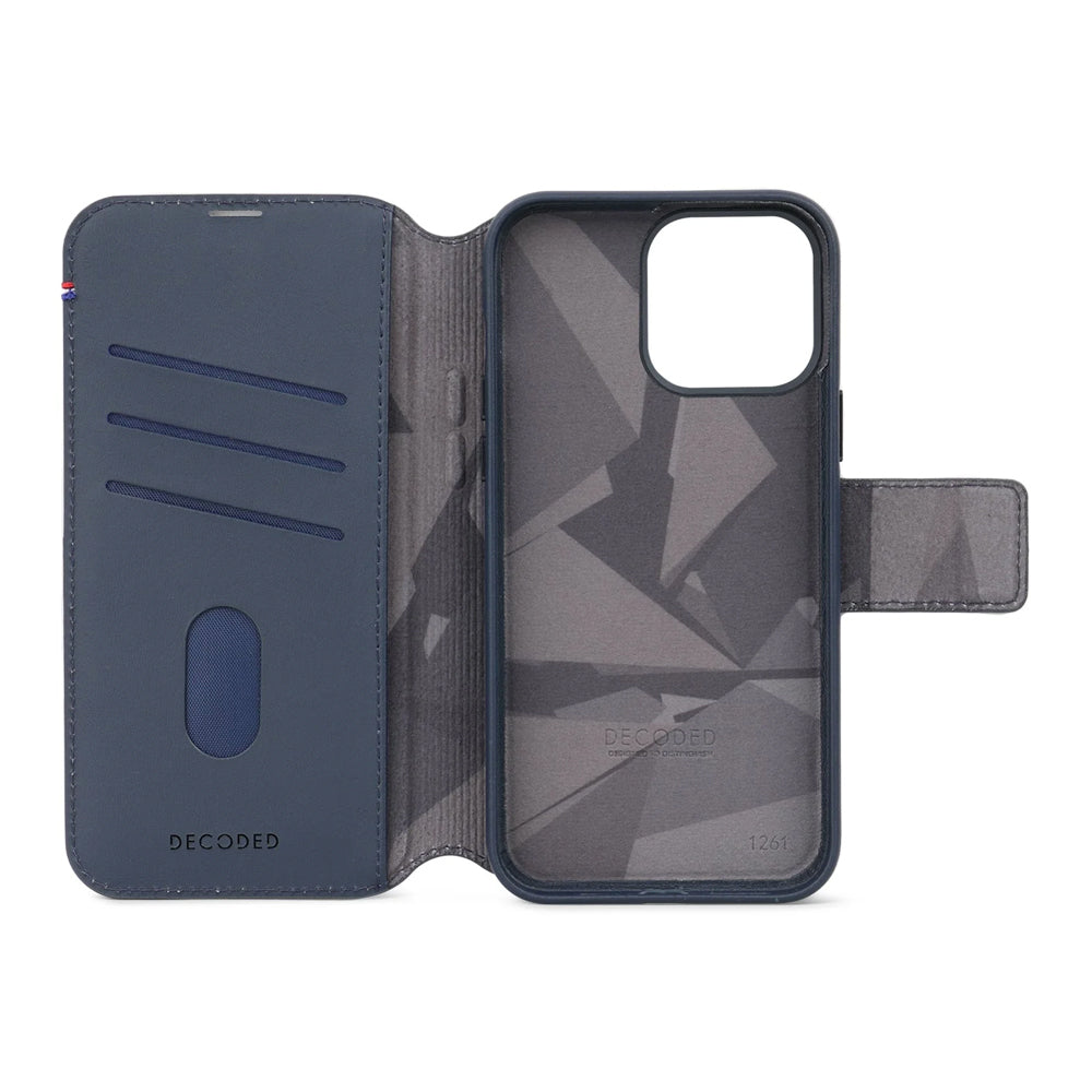 Decoded irroitettava lompakko- ja suojakuori iPhone 15 Pro Max - sininen