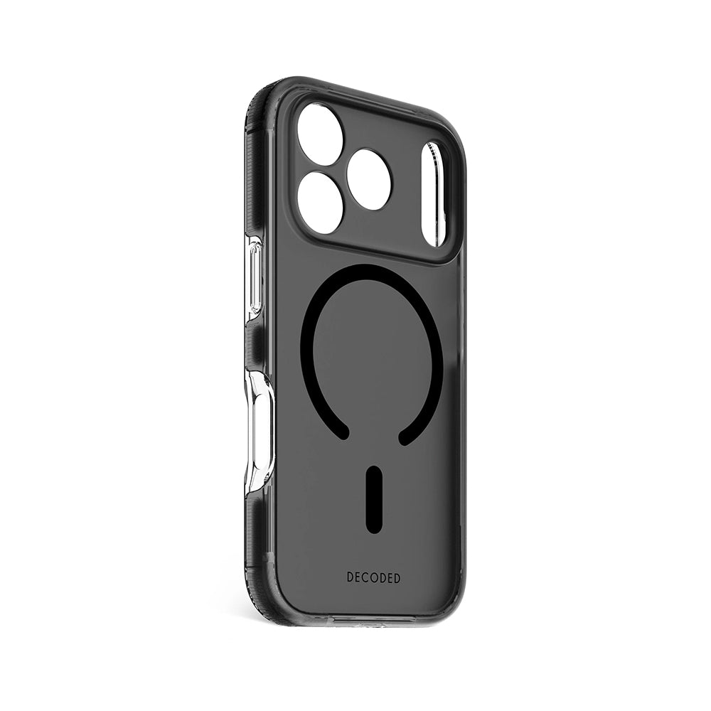 Decoded iPhone 17 Pro Max DropTec suojakuori MagSafella - tumma läpinäkyvä