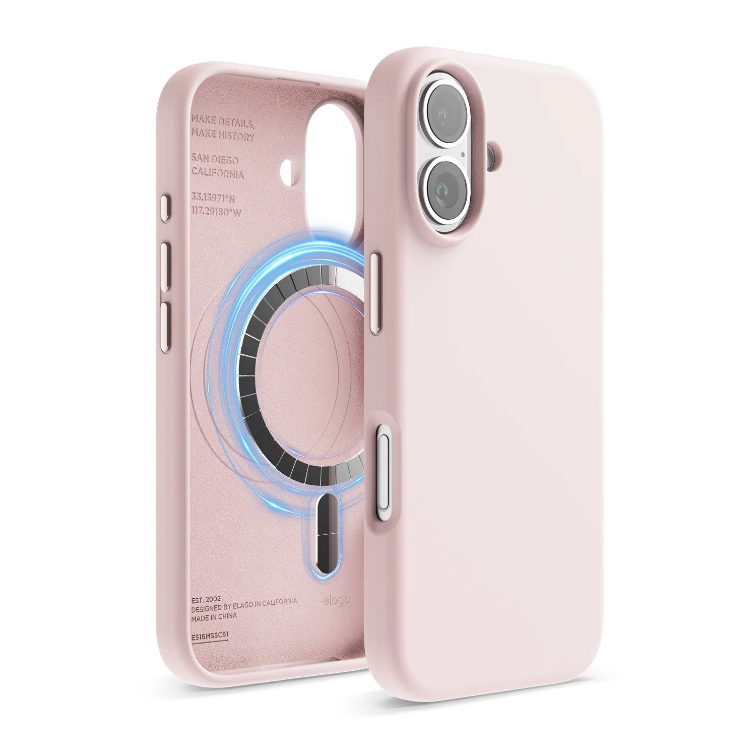 Elago iPhone 16 silikonikuori MagSafella - pinkki