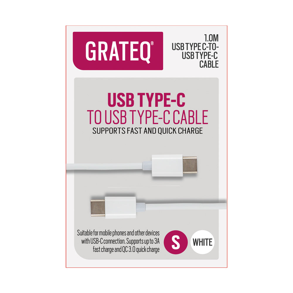 Grateq USB-C latauskaapeli, valkoinen (1m)