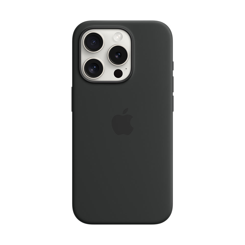 iPhone 15 Pro Maxin MagSafe-silikonikuori - musta