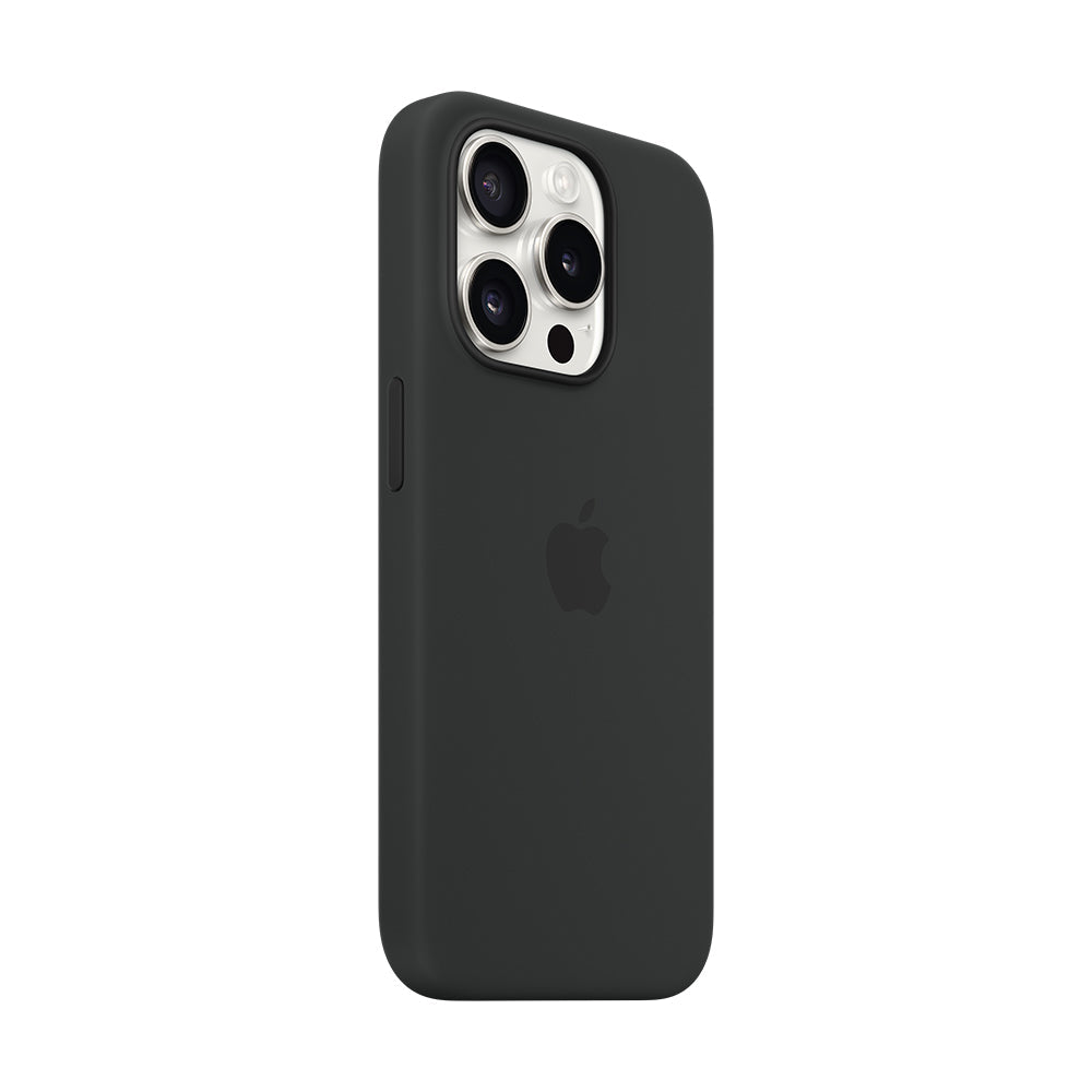 iPhone 15 Pro Maxin MagSafe-silikonikuori - musta