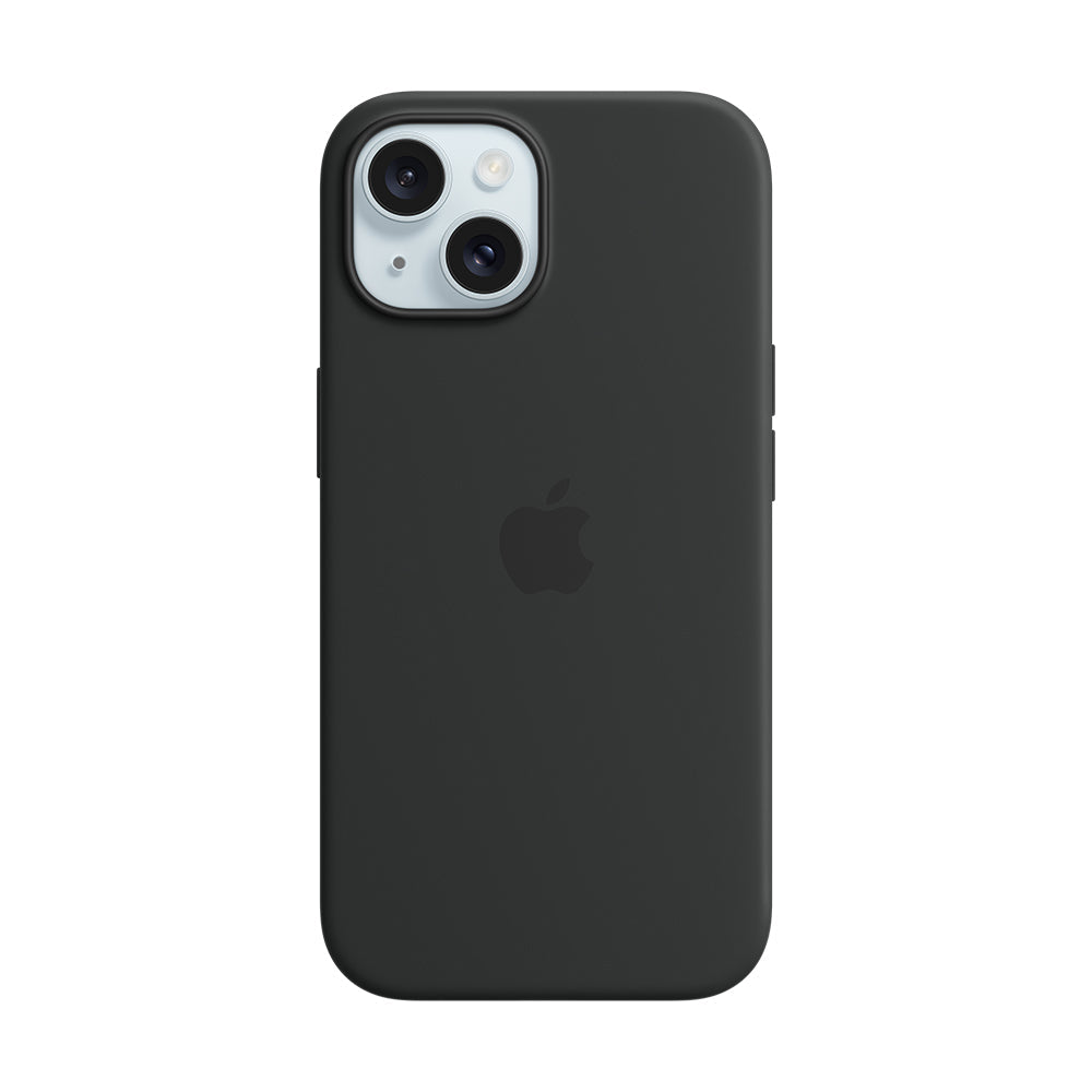 iPhone 15 Plussan MagSafe-silikonikuori - musta