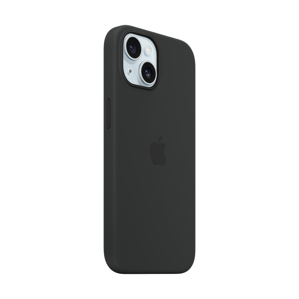 iPhone 15 Plussan MagSafe-silikonikuori - musta