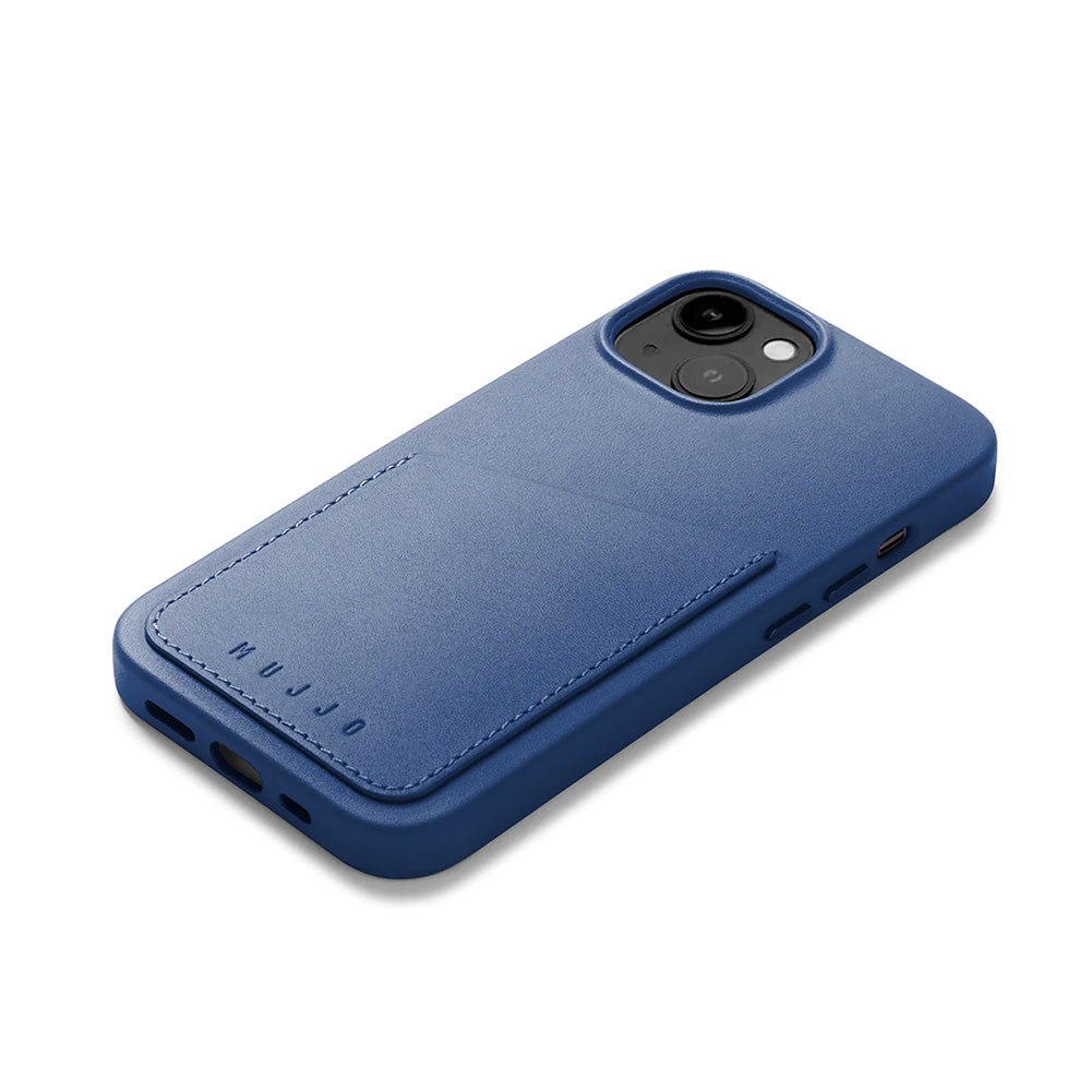 MUJJO Pocket, kuori korttikotelolla iPhone 13, sininen