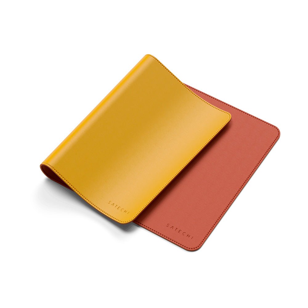 Satechi Dual Eco Leather Deskmate - tekonahkainen iso hiirimatto, keltainen/oranssi