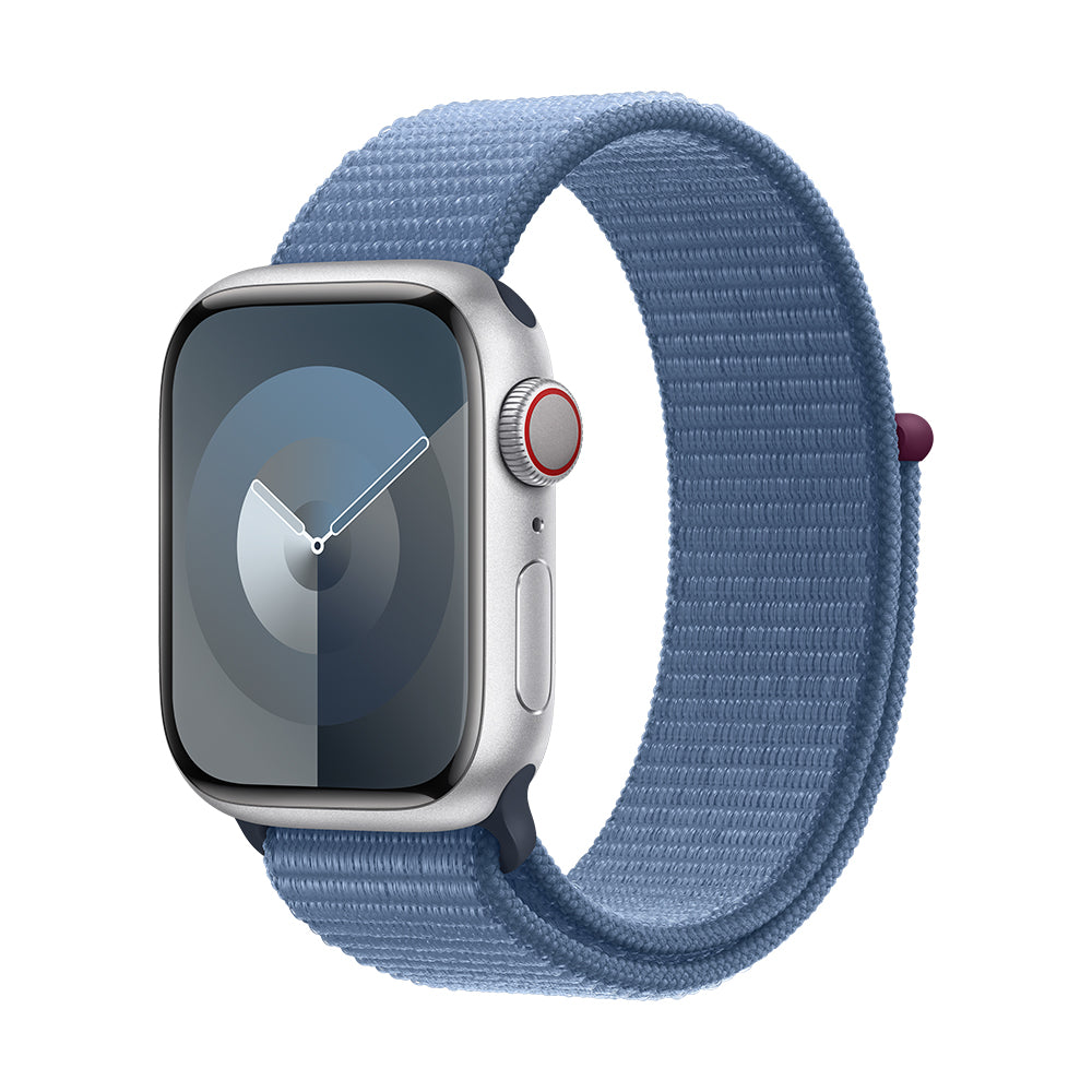 Apple Watch Series 9 (GPS+Cellular) - 45 mm hopea alumiinikuori ja talvensininen Sport Loop -ranneke