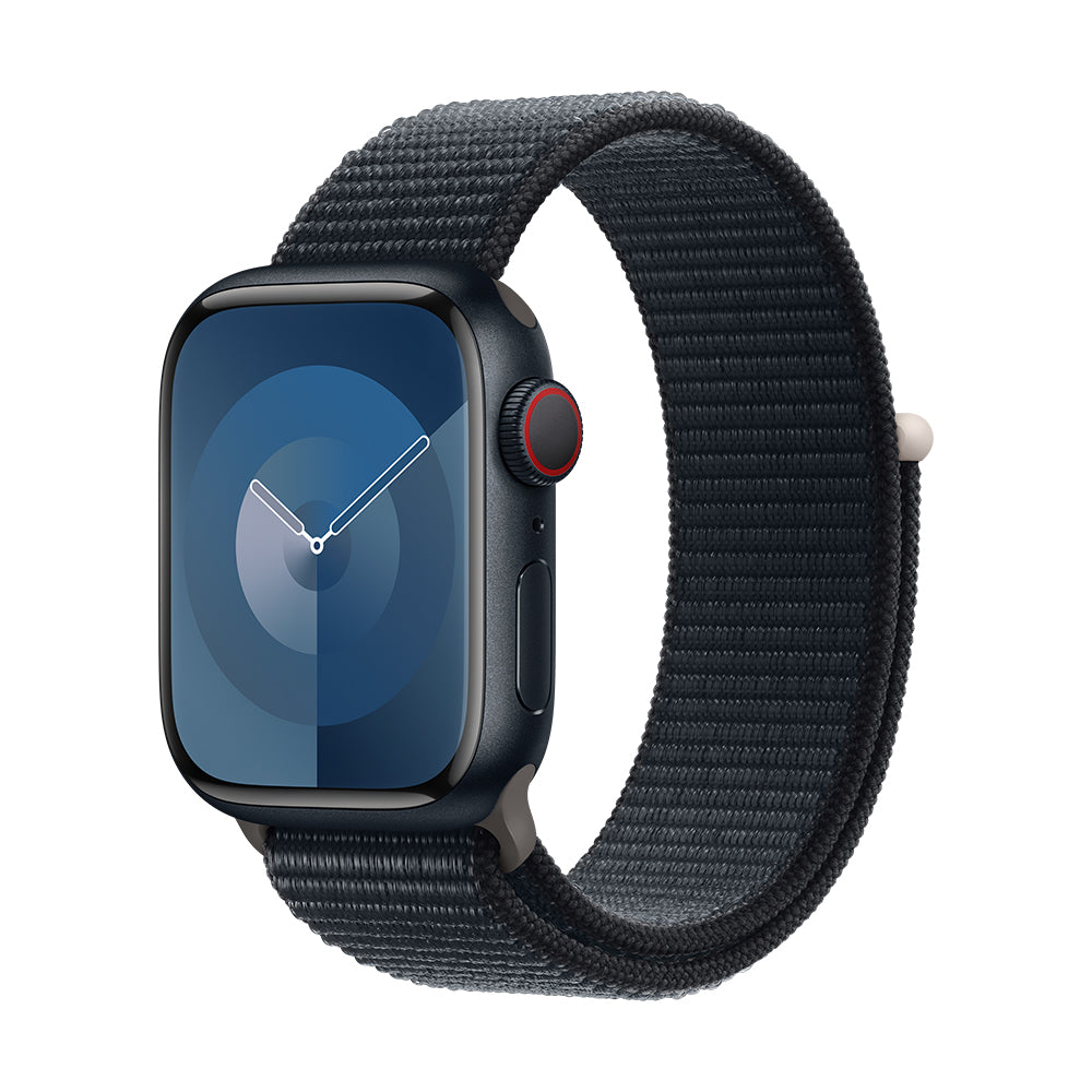 Apple Watch Series 9 (GPS+Cellular) - 41 mm keskiyö alumiinikuori ja Sport Loop -ranneke