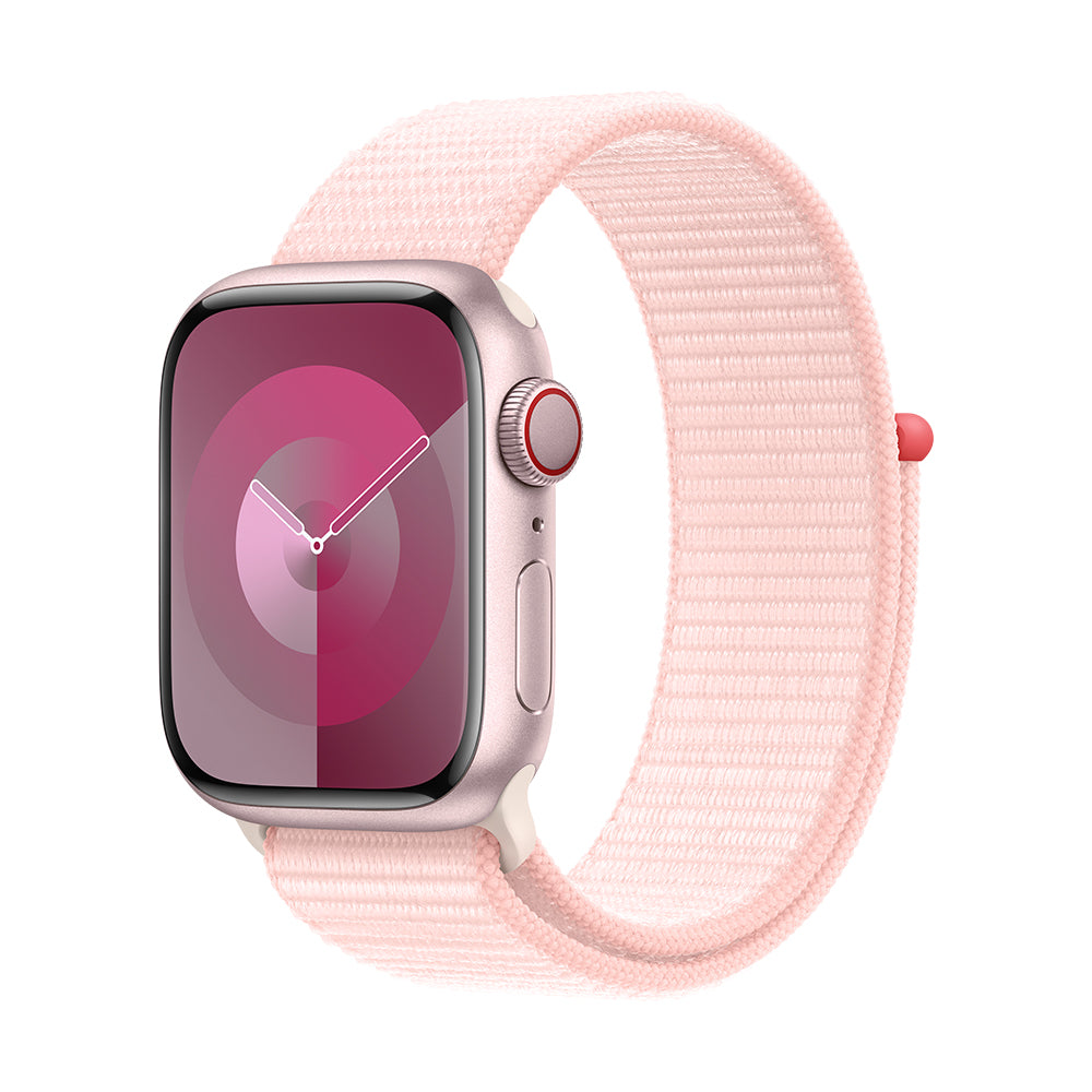 Apple Watch Series 9 (GPS+Cellular) - 41 mm pinkki alumiinikuori ja vaaleanpunainen Sport Loop -ranneke