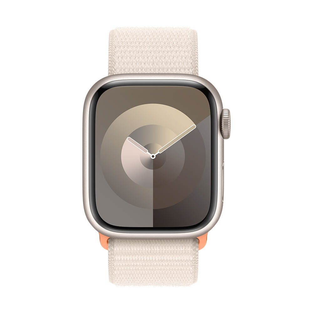 Apple Watch Series 9 (GPS+Cellular) - 41 mm tähtivalkea alumiinikuori ja Sport Loop -ranneke