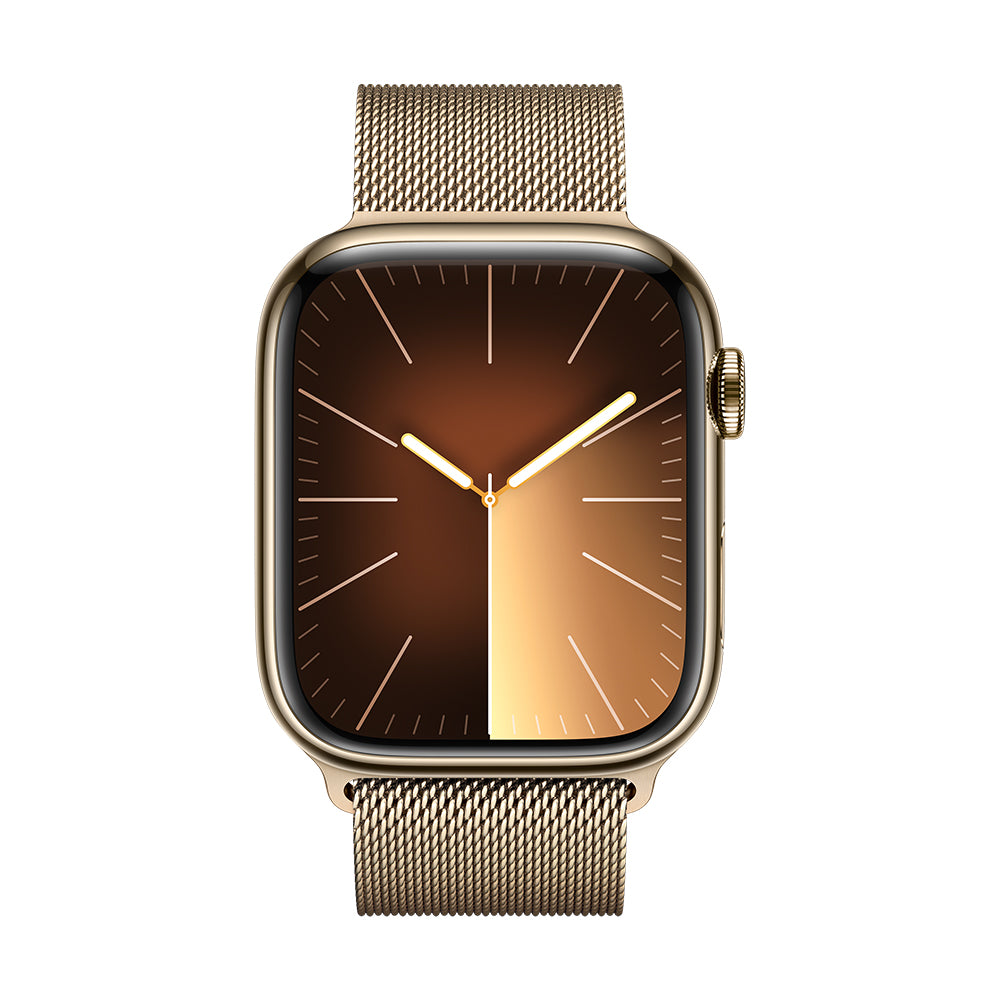 Apple Watch Series 9 (GPS+ Cellular) - 41 mm kultainen ruostumaton teräskuori ja milanolaisranneke