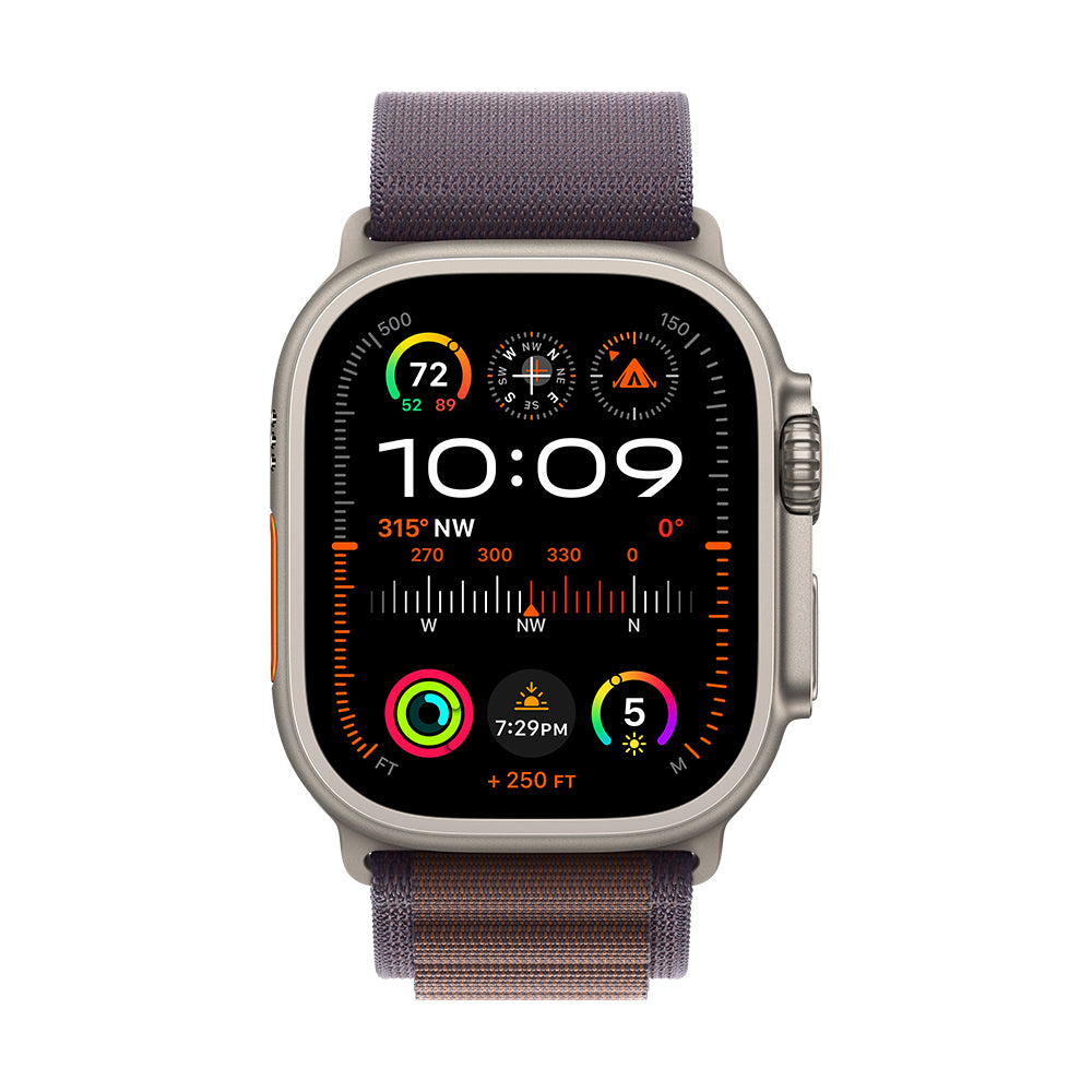 Apple Watch Ultra 2 (GPS+Cellular) - 49 mm titaanikuori ja indigo Alpine-ranneke - pieni
