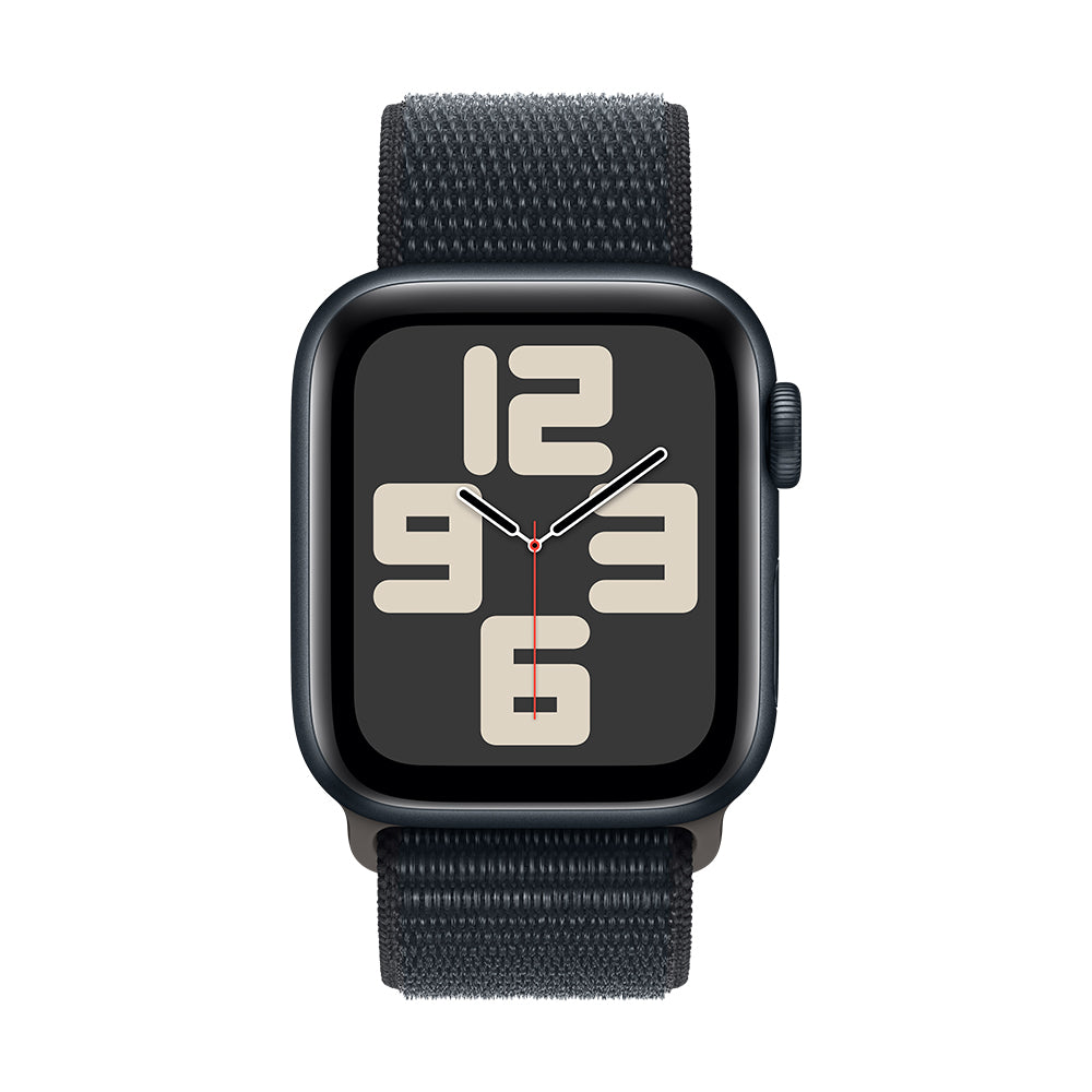 Apple Watch SE (GPS) - 40 mm keskiyö alumiinikuori ja Sport Loop -ranneke