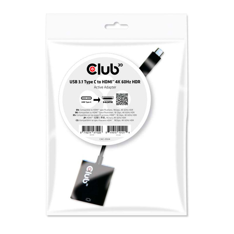 Club 3D USB-C-HDMI 2.0 UHD -sovitin, aktiivinen