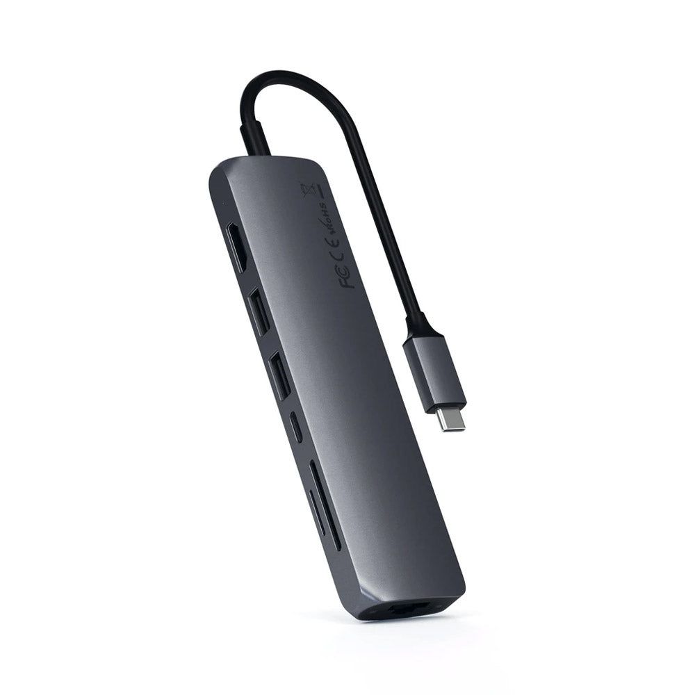 Satechi Slim USB-C Multiport V2 + ethernet -sovitin, tähtiharmaa