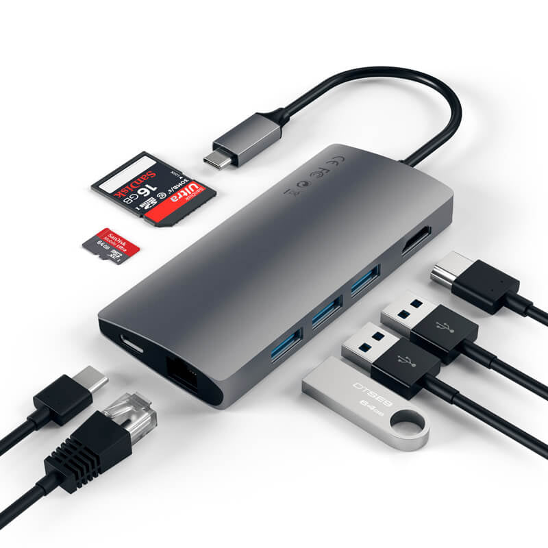 Satechi USB-C Multiport 4K V2 -sovitin - tähtiharmaa