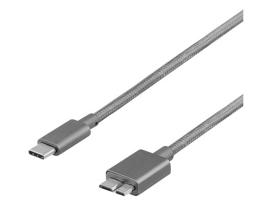 Deltaco USB-C to Micro-B -kaapeli (1m), harmaa